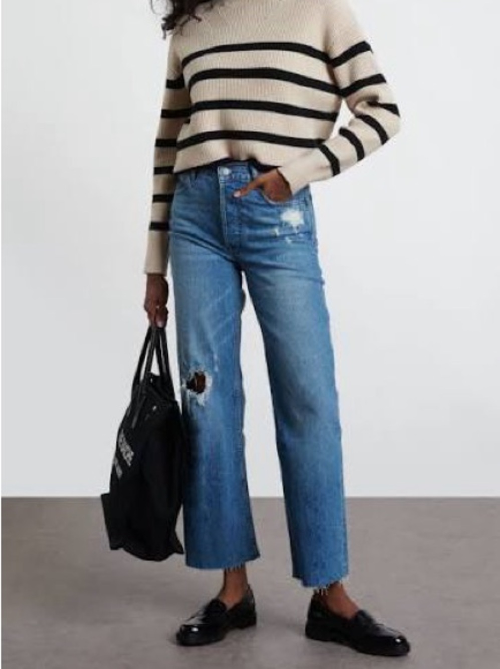 Boyish Mikey High Rise Wide Leg Distressed Jeans, Size 26